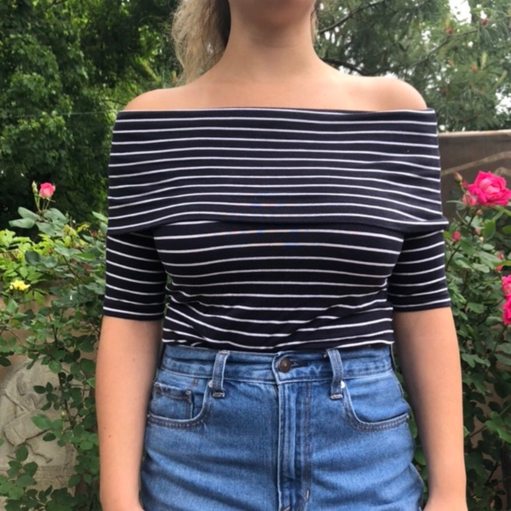 Striped off the shoulder top